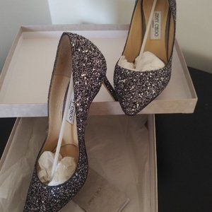 Jimmy Choo Romy 85 Gun Metal Mix Size 9